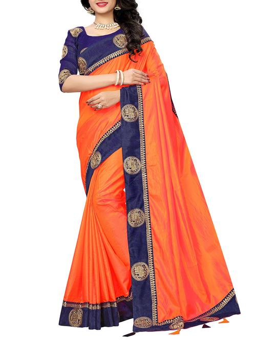embroidered border paper silk saree - 15765208 - Very Small Image - 1