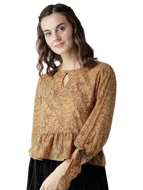knot detail frilled hem floral top - 15765343 - Very Small Image - 1