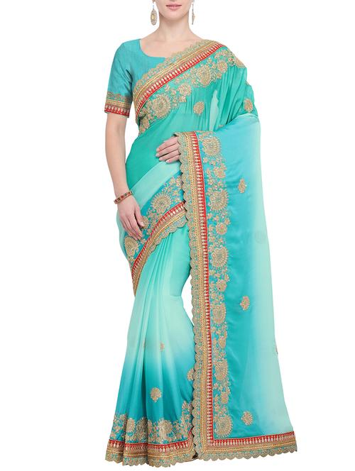 ethnic motif embroidered saree with blouse - 15765429 - Very Small Image - 1