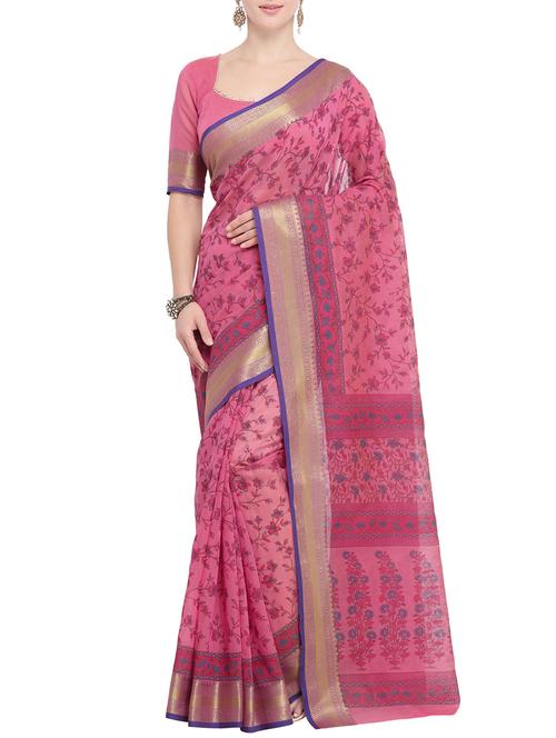 floral printed saree with blouse - 15765453 - Very Small Image - 1