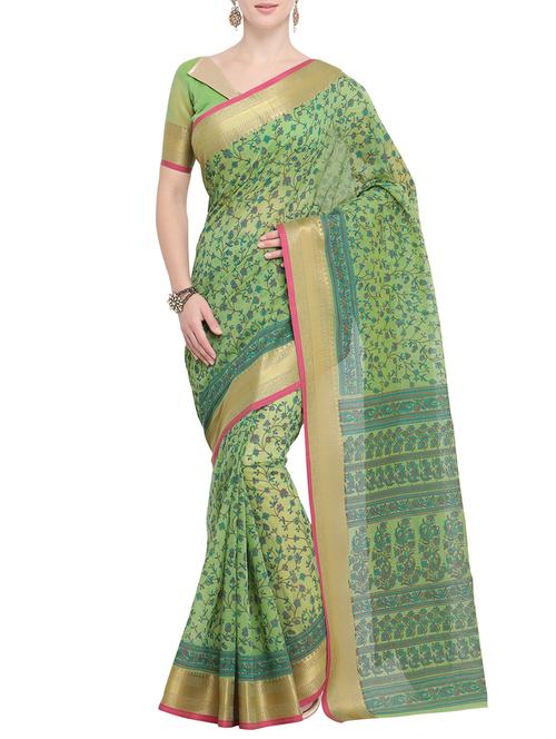 floral printed saree with blouse - 15765454 - Very Small Image - 1