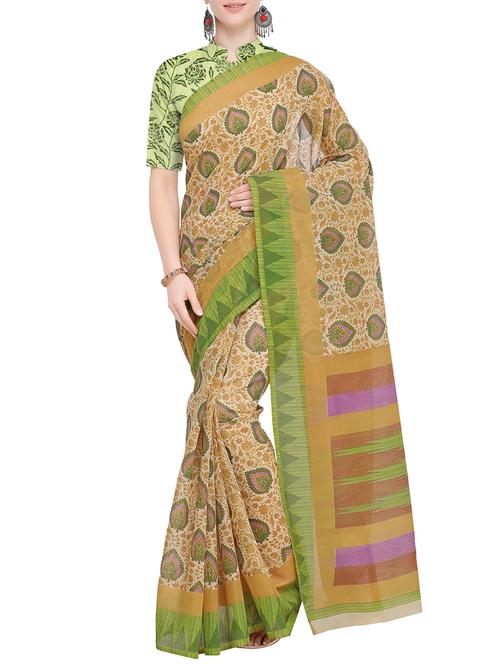 ethnic motif printed saree with blouse - 15765474 - Very Small Image - 1