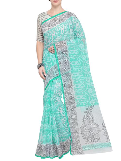 ethnic motif printed saree with blouse - 15765479 - Very Small Image - 1