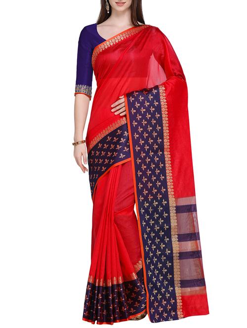 zari woven bordered saree with blouse - 15765601 - Very Small Image - 1
