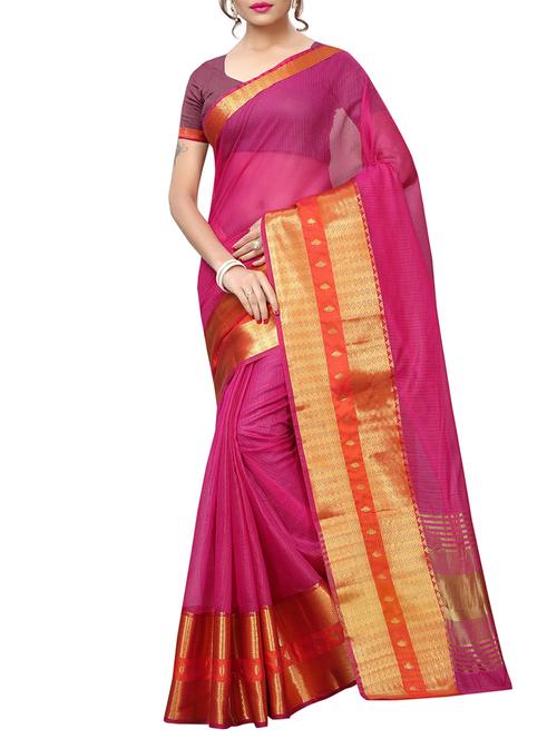 zari woven bordered saree with blouse - 15765623 - Very Small Image - 1
