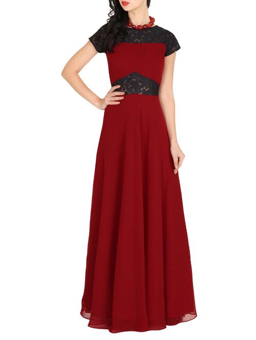 lace paneled bow detail maxi dress - 15765646 - Very Small Image - 1