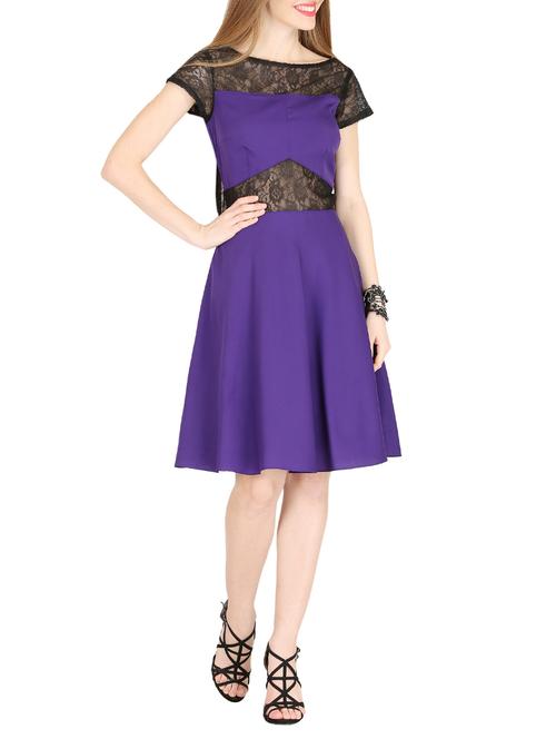 laced panel bow detail a-line dress - 15765653 - Very Small Image - 1