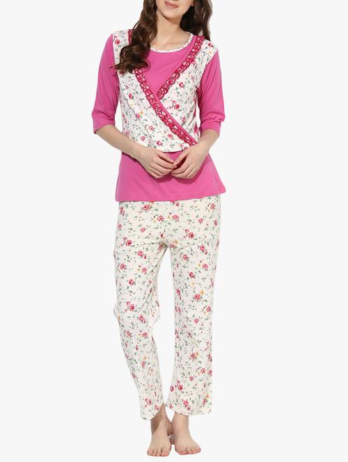 lace trim maternity nightwear pajama set - 15765749 - Very Small Image - 1