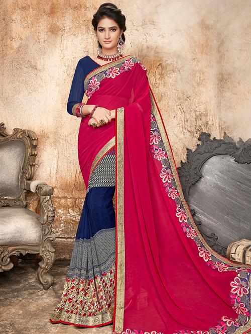 embroidered half & half saree - 15765923 - Very Small Image - 1