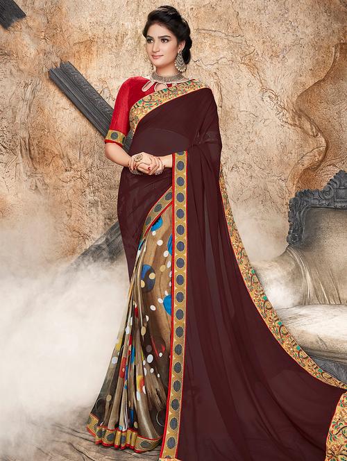 embroidered half & half saree - 15765925 - Very Small Image - 1