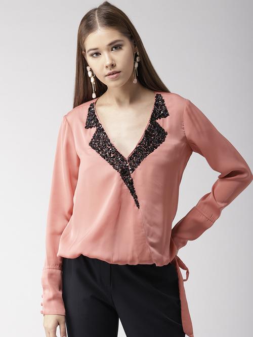 embellished neck blouson top - 15766008 - Very Small Image - 1