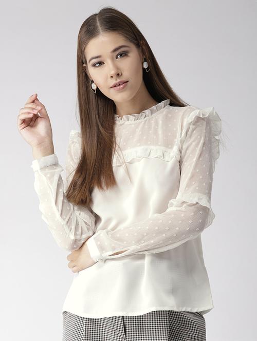 dobby paneled frill trim top - 15766019 - Very Small Image - 1