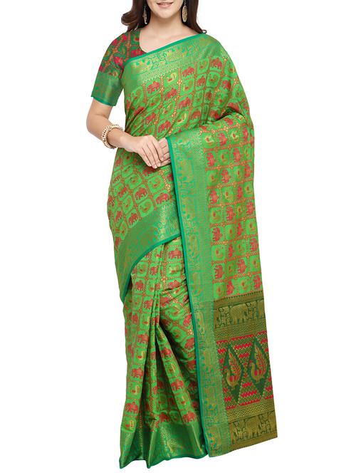 traditional zari patola saree with blouse - 15766076 - Very Small Image - 1