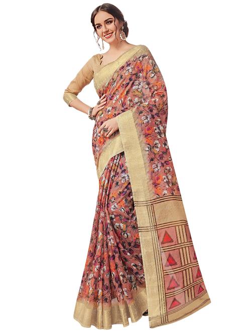 zari bordered printed saree saree - 15766222 - Very Small Image - 1