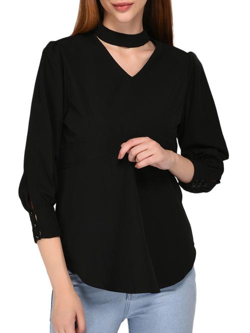 choker neck gathered sleeved top - 15766877 - Very Small Image - 1