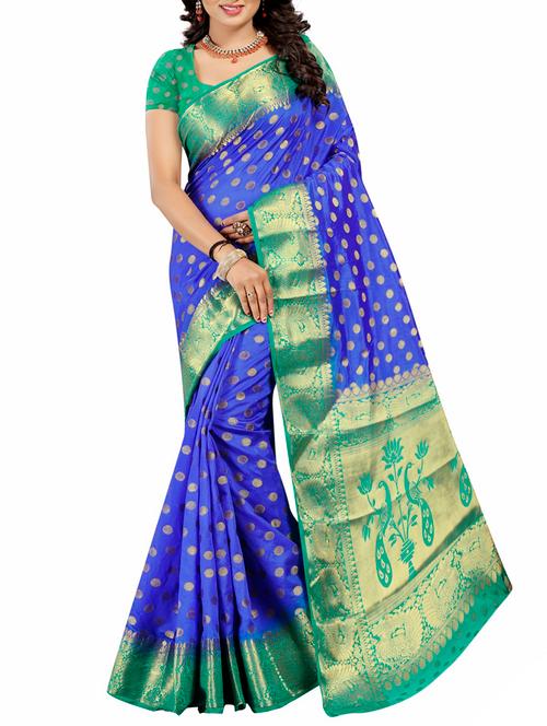 zari polka dot saree with blouse - 15766993 - Very Small Image - 1