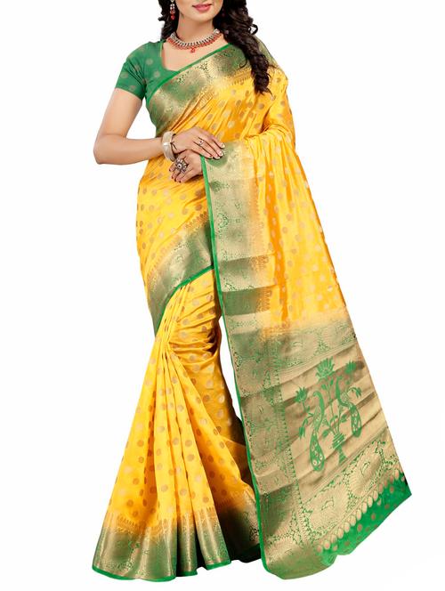 zari polka dot saree with blouse - 15766994 - Very Small Image - 1