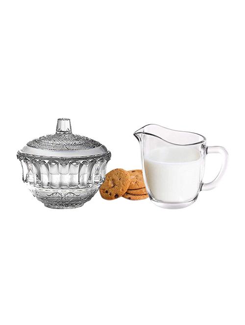 incrizma - glass clear transparent sugar bowl dish & milk jug creamer - 15767095 - Very Small Image - 1