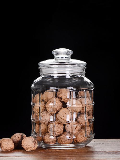 incrizma glassware - imported glass storage jar with lid (square blocks, 2 ltr) - 15767137 - Very Small Image - 1