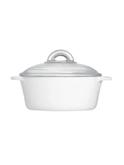 glass roasting casserole with lid 3 ltr luminarc flame four glass transparent white (white, 3000 ml) - 15767200 - Very Small Image - 1