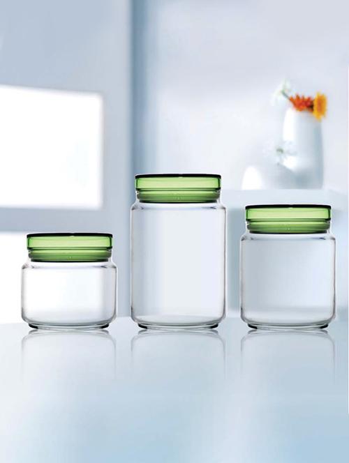 transparent glass jar (set of 3) - 15767343 - Very Small Image - 1