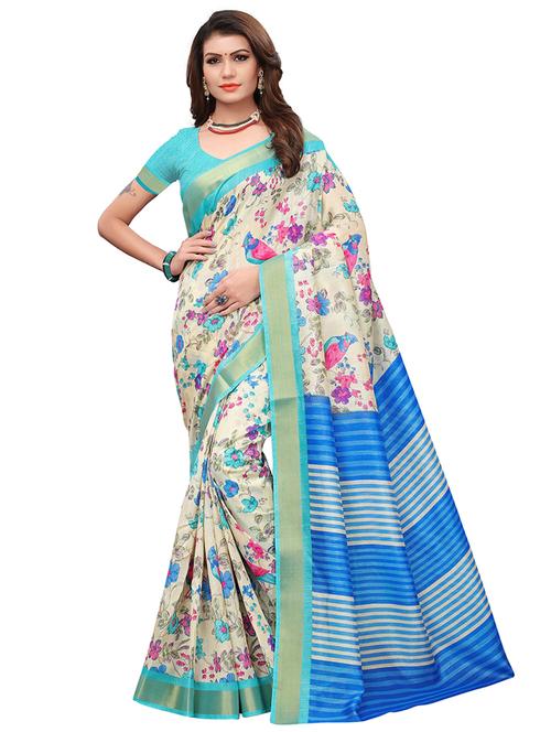 floral printed saree with blouse - 15768183 - Very Small Image - 1