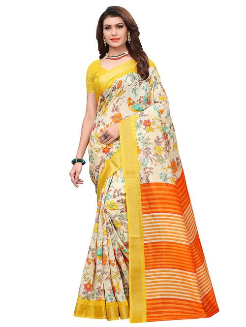 floral printed saree with blouse - 15768184 - Very Small Image - 1
