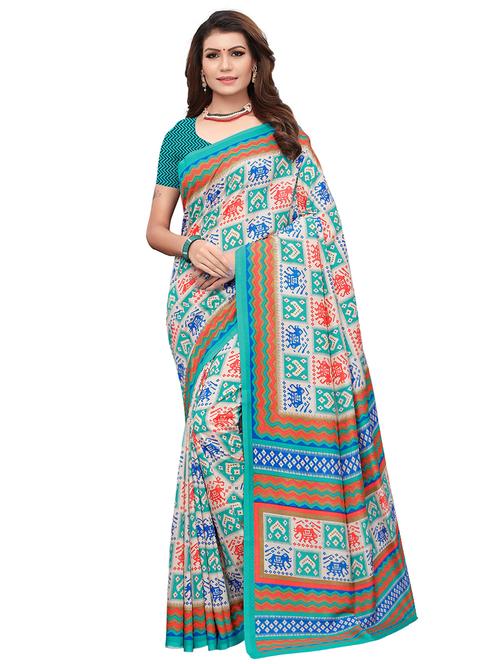 conversational printed saree with blouse - 15768186 - Very Small Image - 1