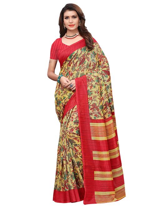 floral printed saree with blouse - 15768190 - Very Small Image - 1