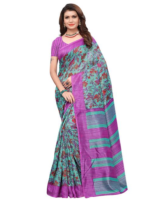 floral printed saree with blouse - 15768192 - Very Small Image - 1