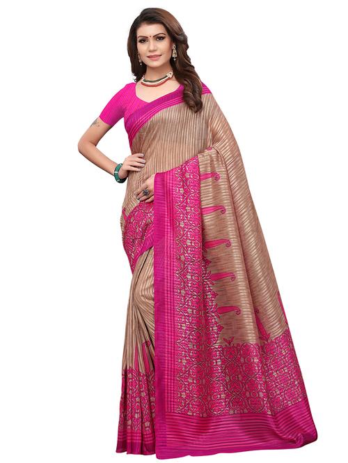 floral printed saree with blouse - 15768194 - Very Small Image - 1