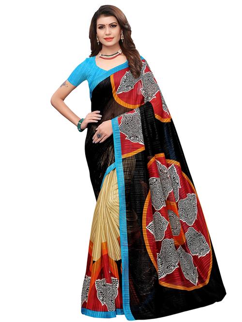 ethnic motif printed saree with blouse - 15768198 - Very Small Image - 1