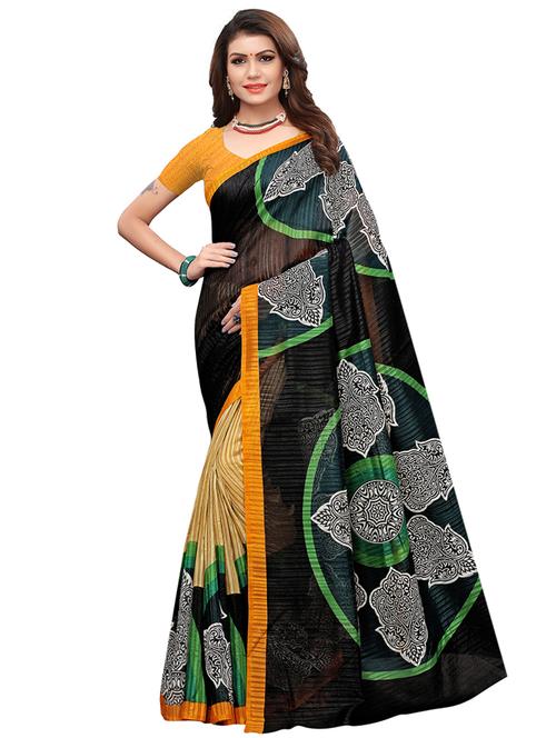 ethnic motif printed saree with blouse - 15768199 - Very Small Image - 1