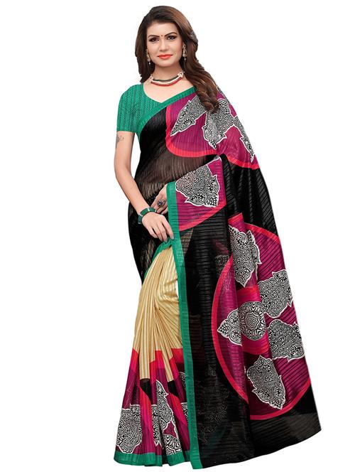 ethnic motif printed saree with blouse - 15768200 - Very Small Image - 1