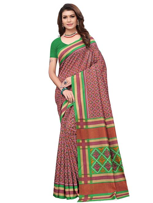 floral printed saree with blouse - 15768218 - Very Small Image - 1