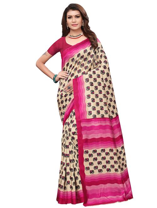 elephant motif printed saree with blouse - 15768222 - Very Small Image - 1
