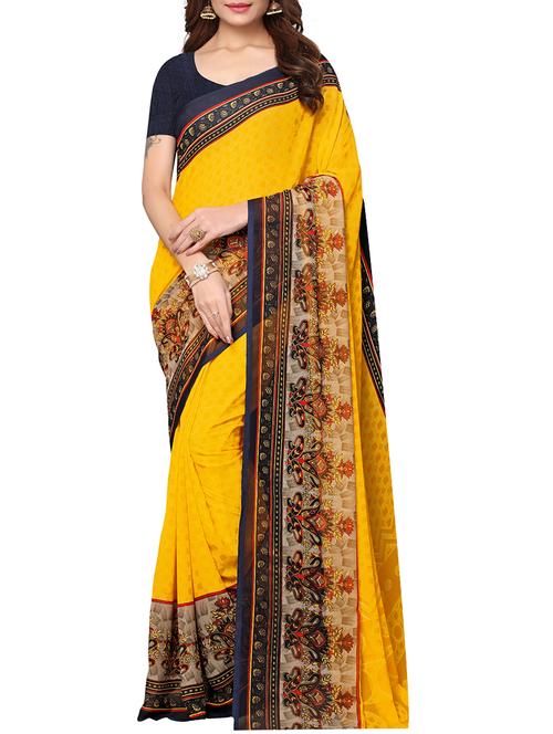 coontrast border printed saree with blouse - 15768242 - Very Small Image - 1