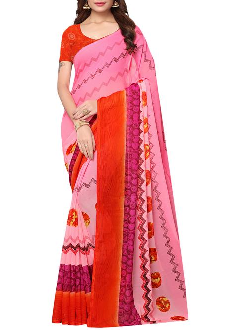 chevron printed saree with blouse - 15768243 - Very Small Image - 1