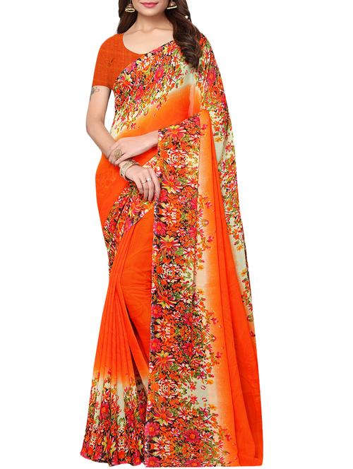 flloral printed saree with blouse - 15768244 - Very Small Image - 1