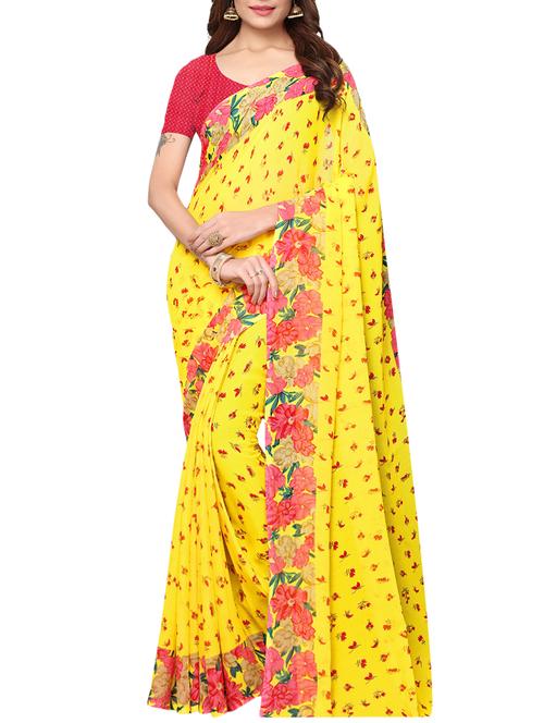 floral printed saree with blouse - 15768245 - Very Small Image - 1