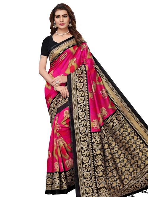 ethnic motif printed saree with blouse - 15768249 - Very Small Image - 1