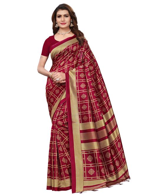 ethnic motif printed saree with blouse - 15768252 - Very Small Image - 1