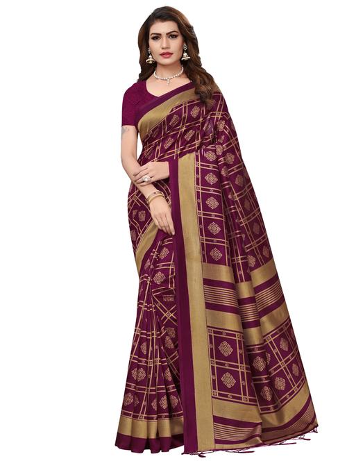 ethnic motif printed saree with blouse - 15768253 - Very Small Image - 1