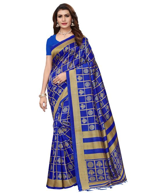 ethnic motif printed saree with blouse - 15768257 - Very Small Image - 1