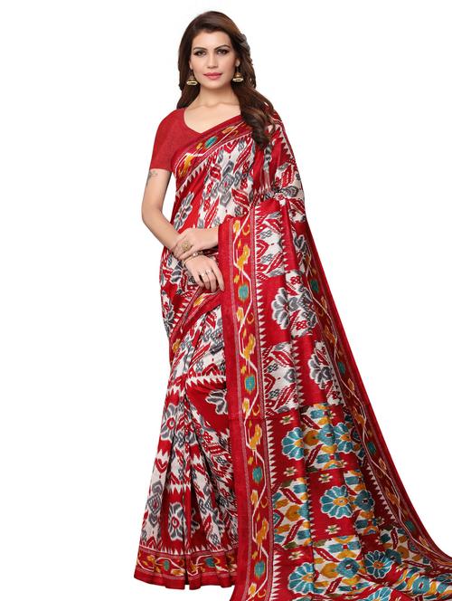 ethnic motif printed saree with blouse - 15768273 - Very Small Image - 1