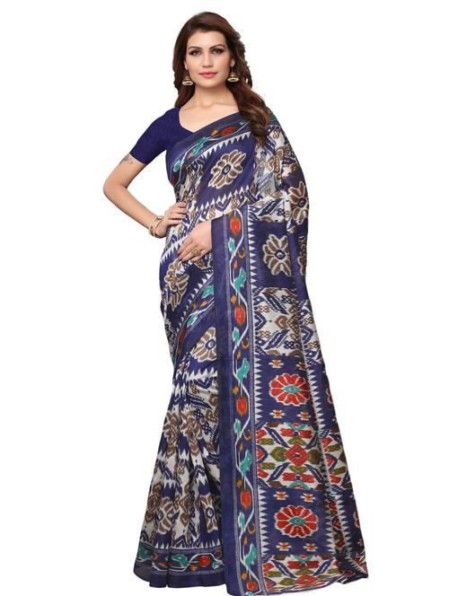 ethnic motif printed saree with blouse - 15768274 - Very Small Image - 1