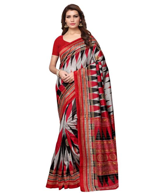 ethnic motif printed saree with blouse - 15768282 - Very Small Image - 1