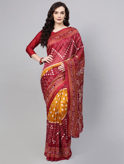 geometric motif printed saree with blouse - 15768310 - Very Small Image - 1