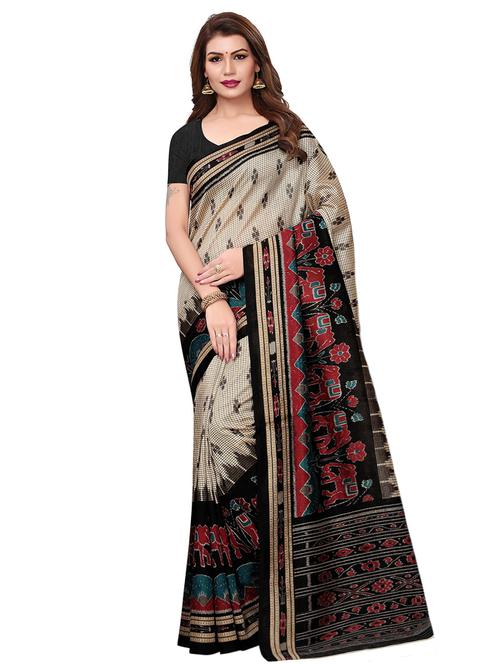 ethnic motif printed saree with blouse - 15768315 - Very Small Image - 1