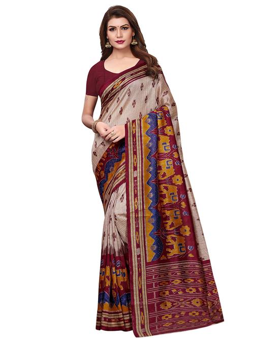ethnic motif printed saree with blouse - 15768316 - Very Small Image - 1